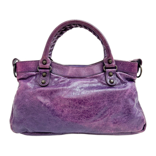 The First Purple Leather Two Way Bag