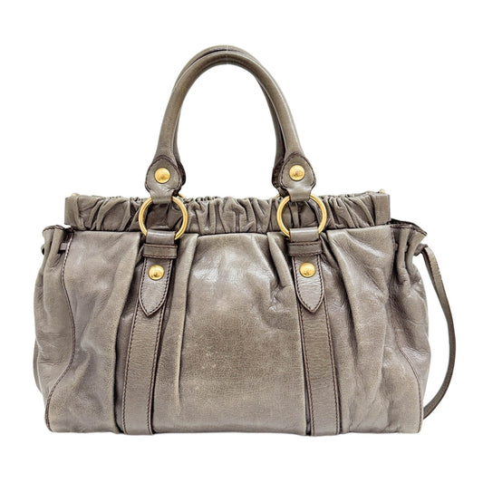 Vitello Elephant Gray Leather Two Way Bag
