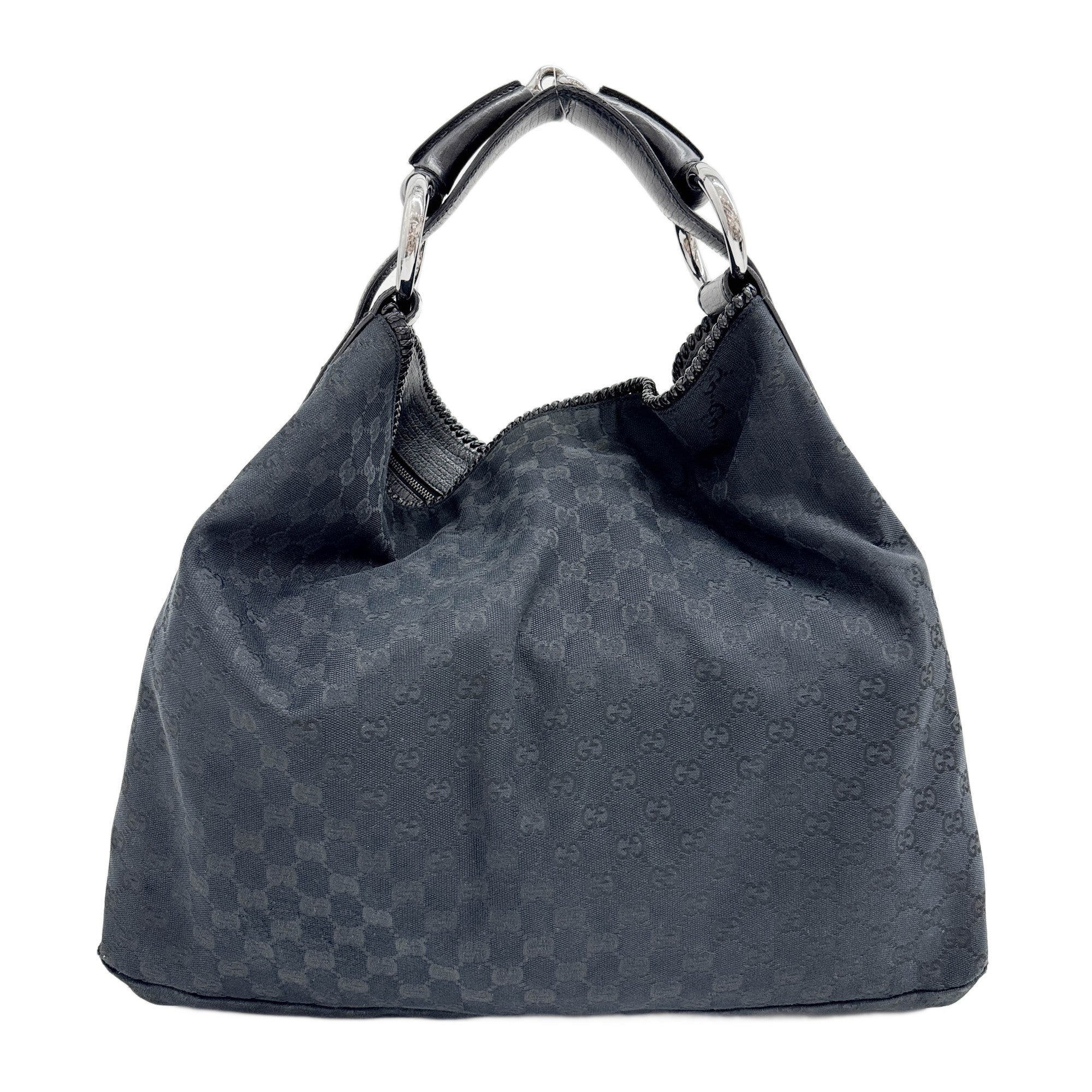 Horsebit Black GG Canvas Shoulder Bag