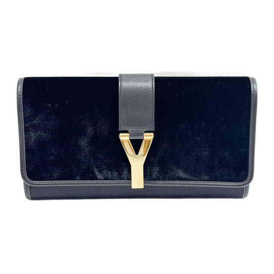 Chyc Ligne Black Suede and Satin Clutch Bag