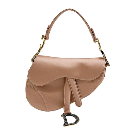 Mini Saddle Rose Gold Satin Hand Bag