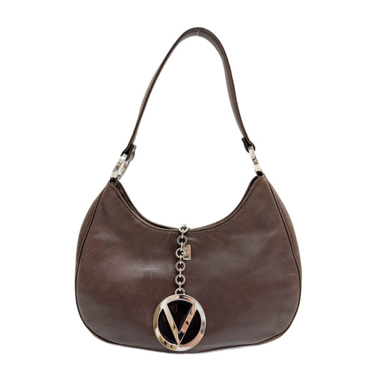 VLogo Moon Brown Leather Shoulder Bag