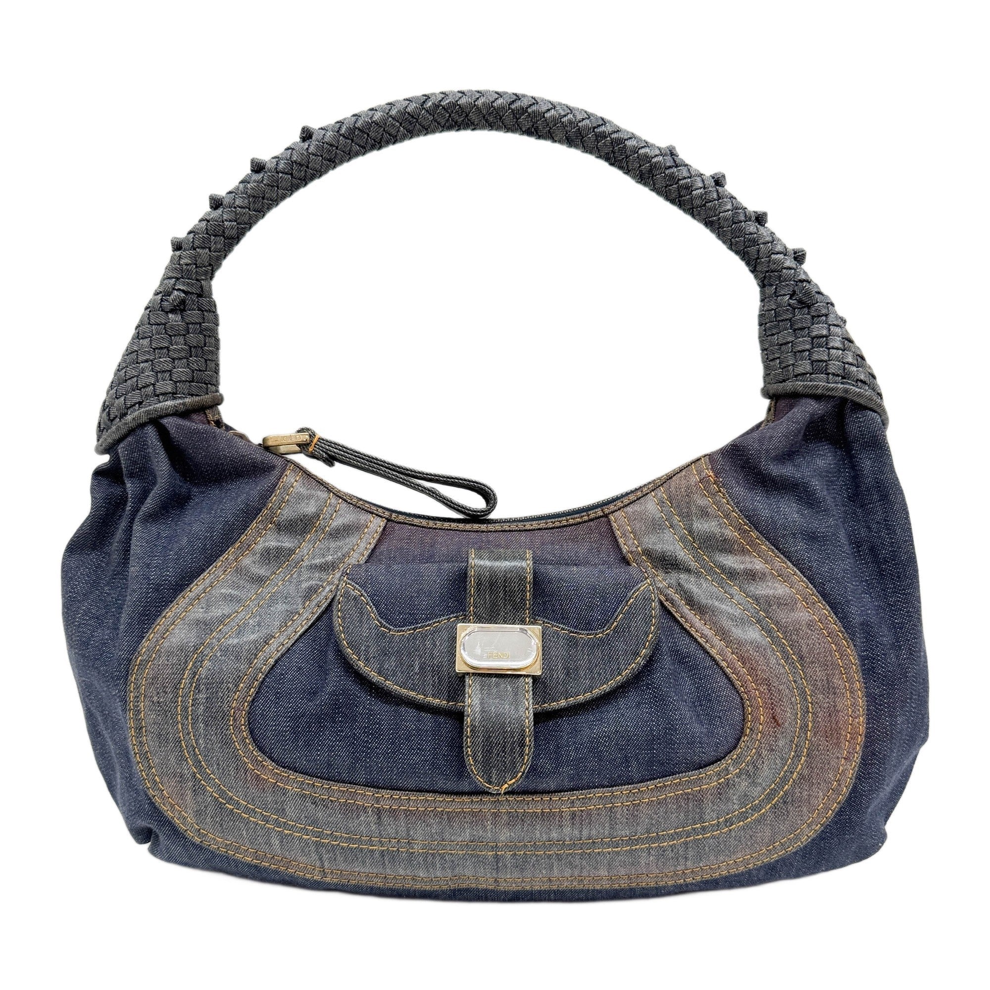 Vintage Spy Blue Denim Hobo Bag