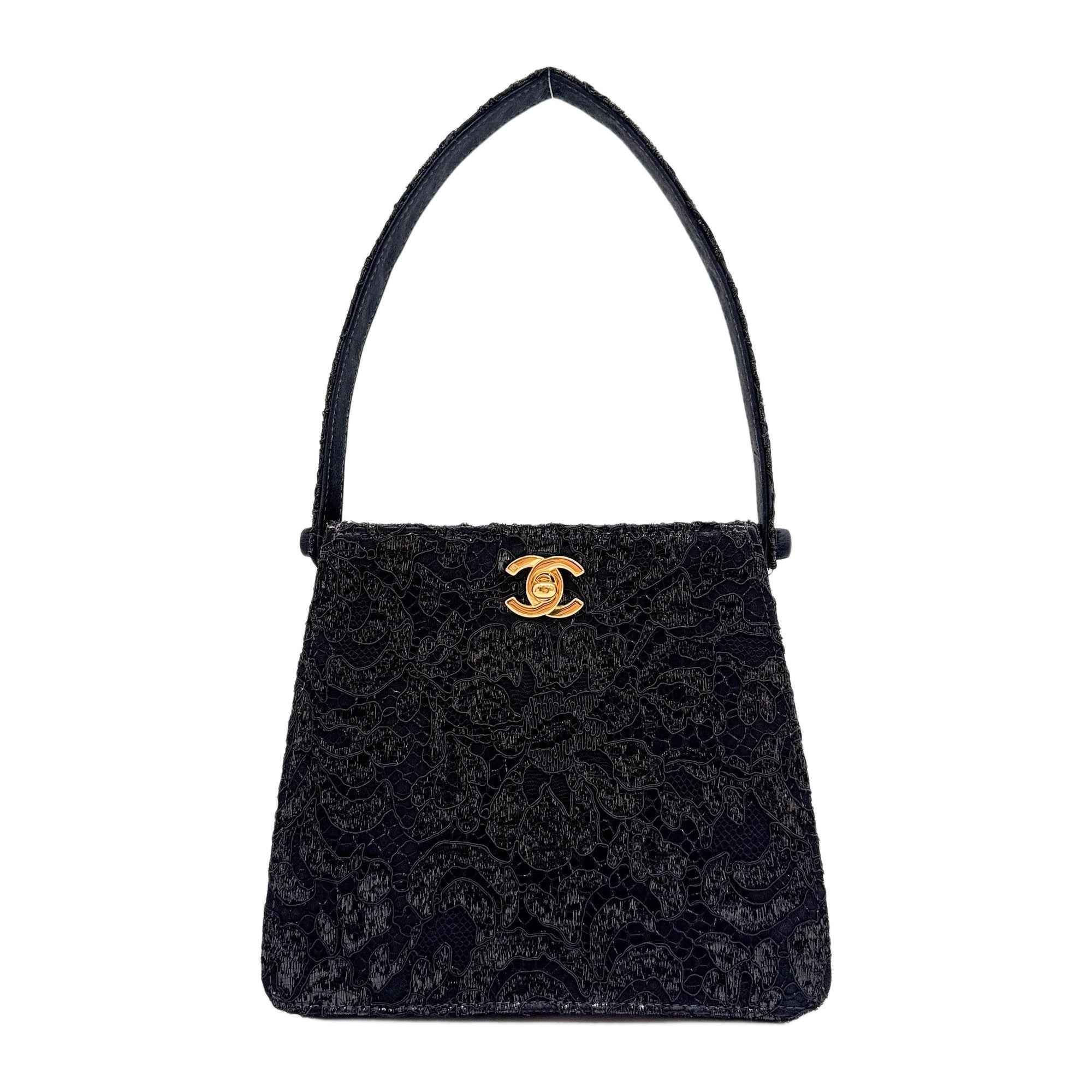 1997-1999 Floral Lace Black Satin Hand Bag