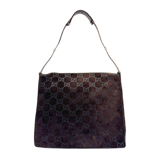 Brown GG Canvas Suede Shoulder Bag