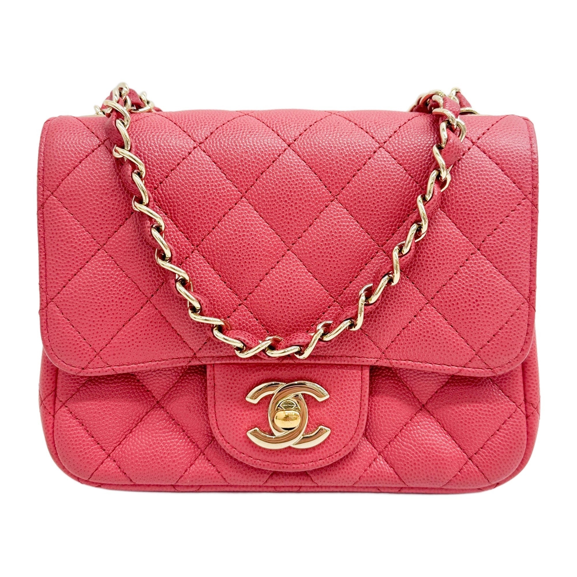 Mini Square Classic Flap 2017 Matelasse Pink Leather Shoulder Bag