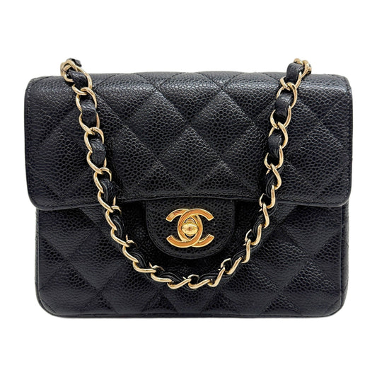 Mini Square Classic Flap 2003-2004 Matelasse Black Leather Shoulder Bag