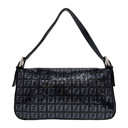 Baguette Zucchino in Black Sequin Shoulder Bag