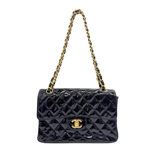 Classic Double Sided Flap 1996-1997 Matelasse Black Patent Leather Shoulder Bag