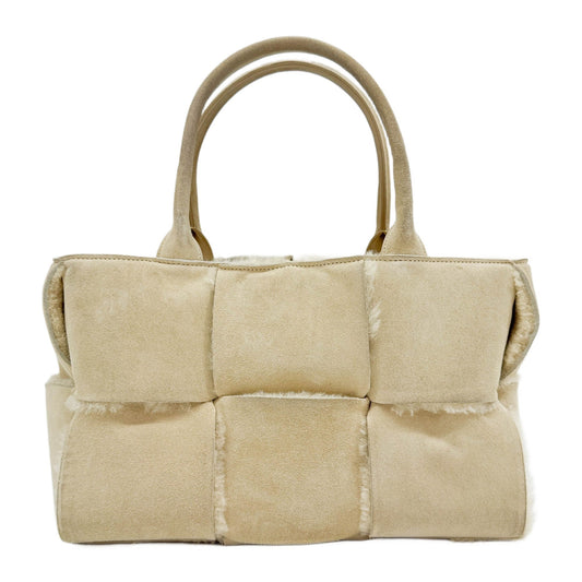 Arco Beige Suede & Fur Hand bag