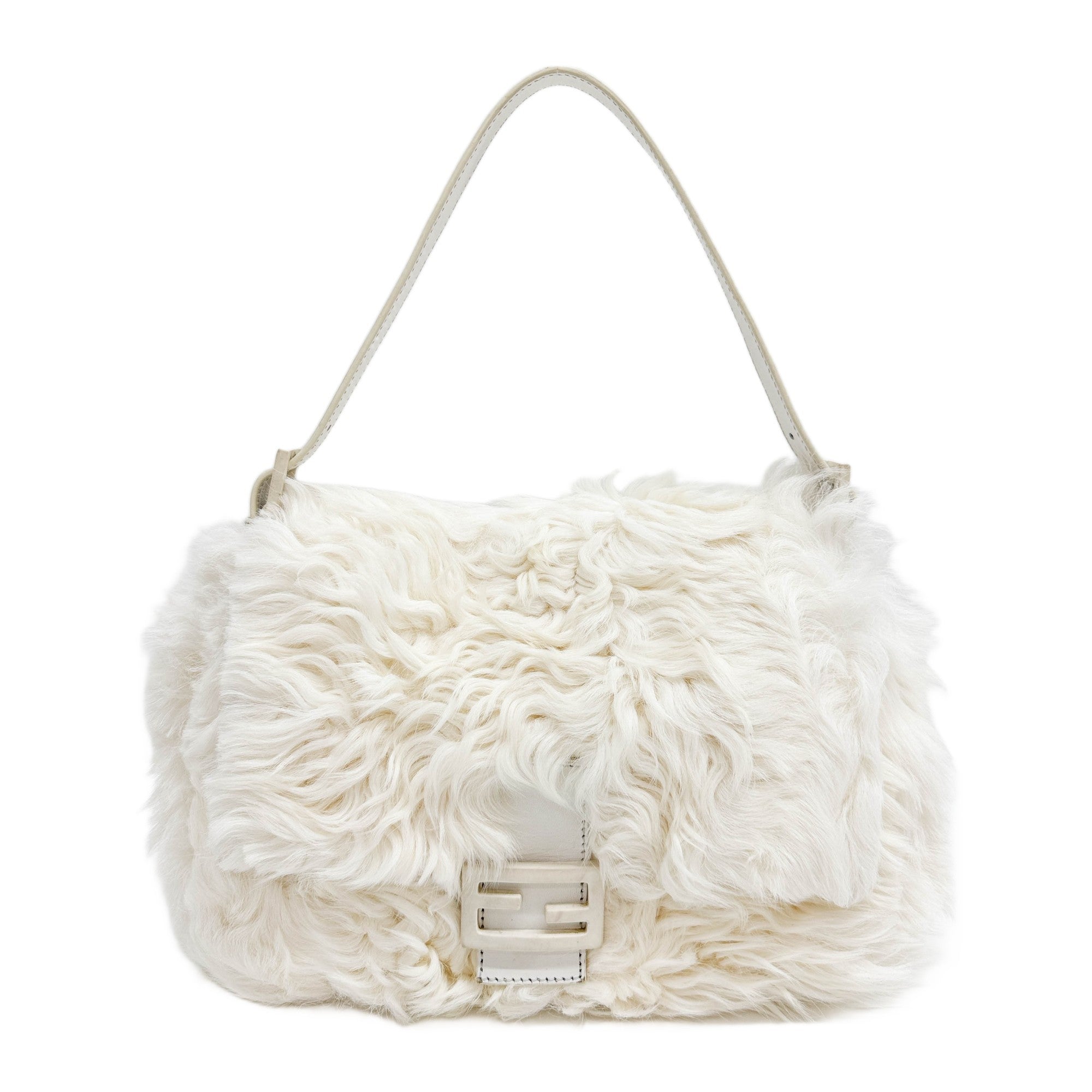 Mamma Baguette White Fur Shoulder Bag