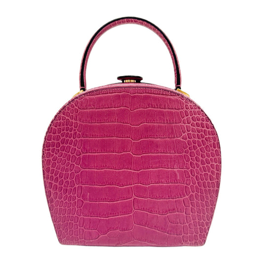 Mulberry Pink Crocodile Embossed Leather Hand Bag