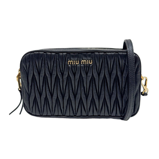 Matelasse Black Leather Shoulder Bag