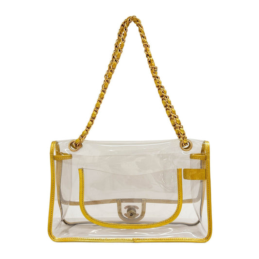 Classic Flap 2006 Gold Trim and Clear Vinyl Shoulder Bag