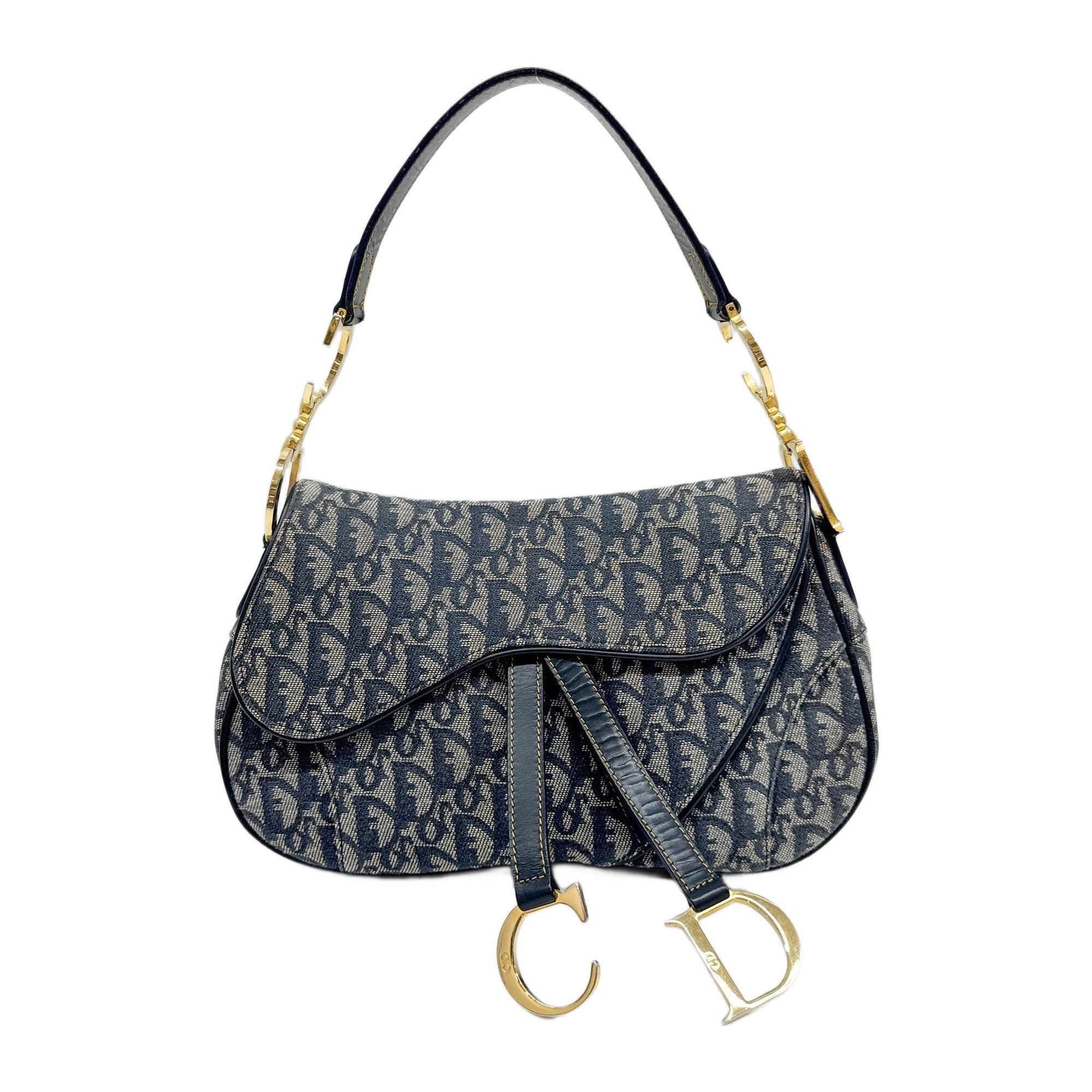 Double Saddle Blue Trotter Canvas Shoulder Bag