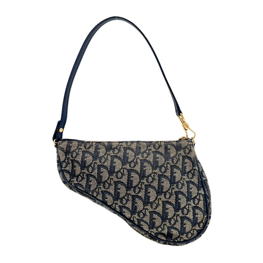 Dior Trotter Saddle Pouch Navy Cloth Handbag