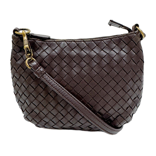 Brown Intrecciato Leather Shoulder Bag