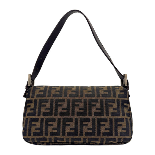 Baguette Brown Zucca Canvas Shoulder Bag