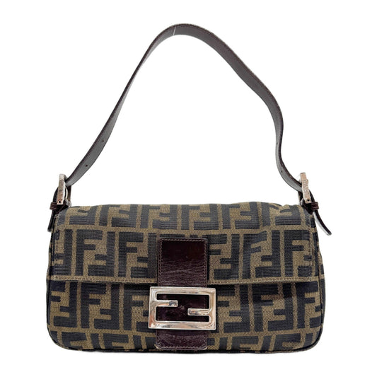 Baguette Brown Zucca Canvas Shoulder Bag