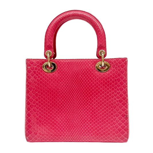 Lady Dior Pink Python Embossed Leather Two Way Bag