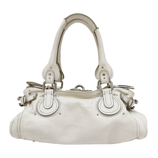Paddington Silver Hardware White Leather Shoulder Bag