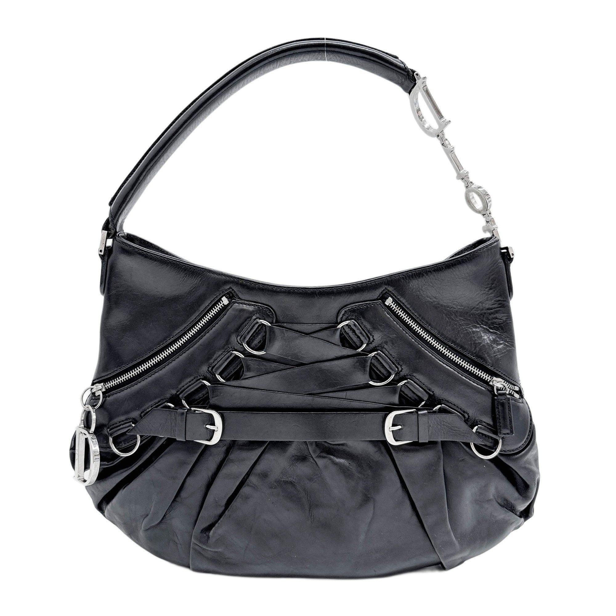 Ballet Corset Black Leather Shoulder Bag