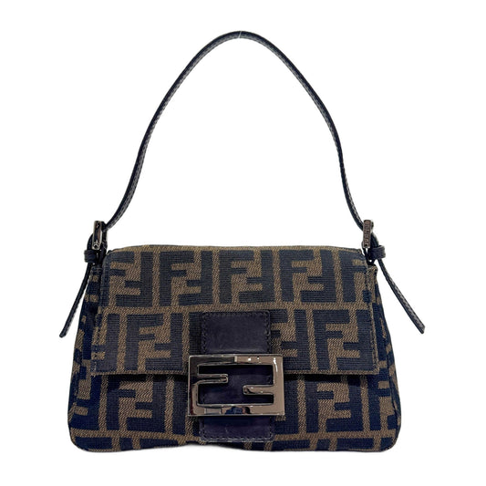 Mini Mamma Baguette Brown Zucca Canvas Shoulder Bag