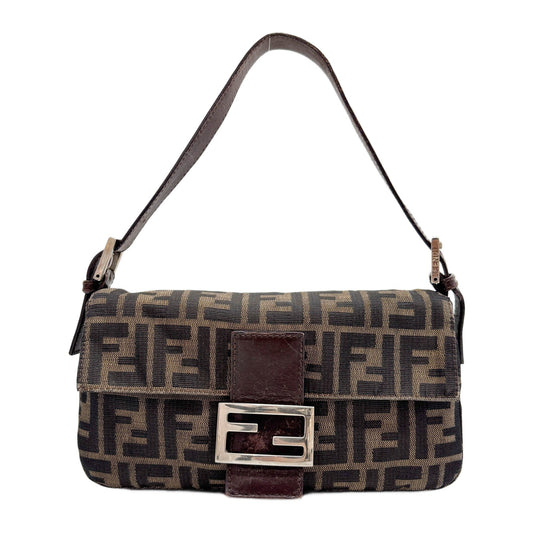 Baguette Zucca Brown Canvas Shoulder Bag