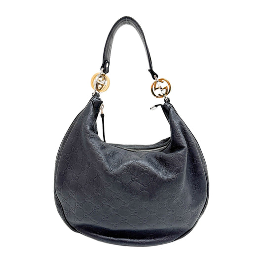 Twins Black Guccissima Leather Shoulder Hobo Bag
