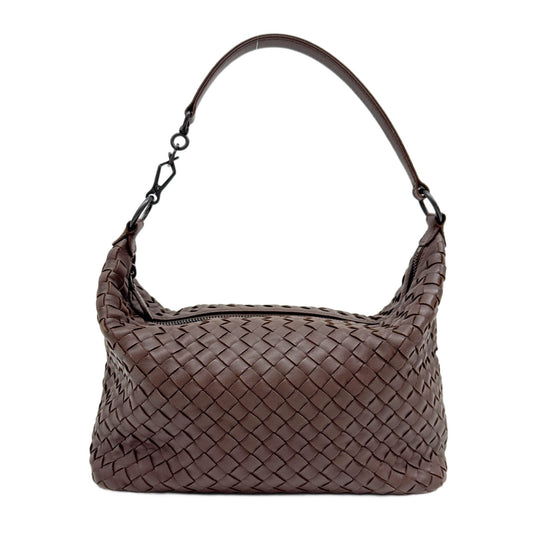 Intrecciato Brown Leather Shoulder Bag