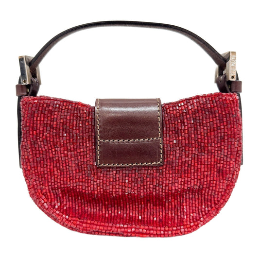 Mini Croissant Ruby Red Beads Hand Bag