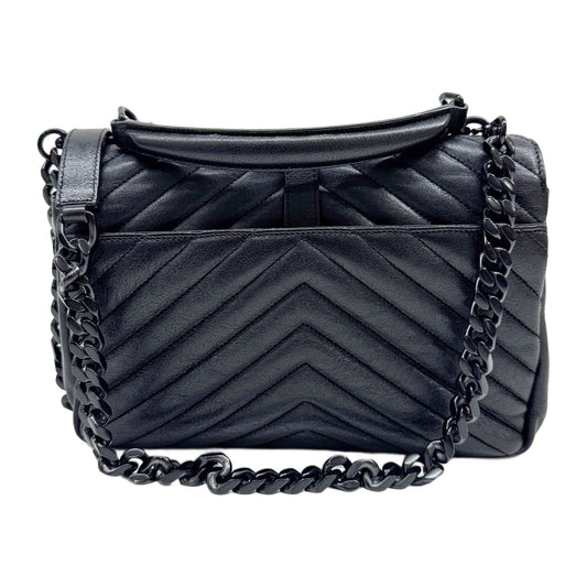 College Black Leather Two Way Bag