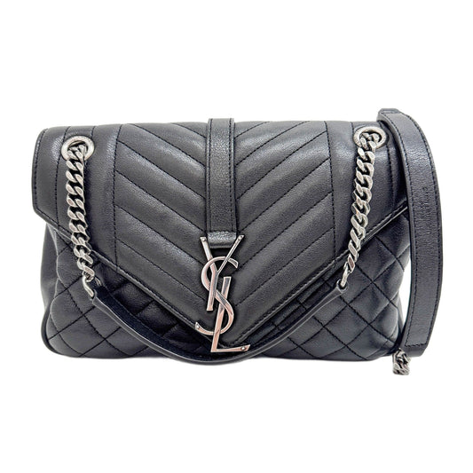 Envelope Matelasse & Chevron Black Shoulder Bag