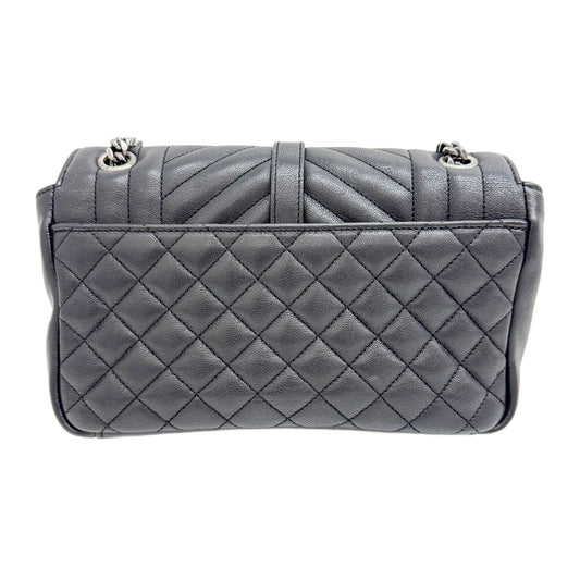 Envelope Matelasse & Chevron Black Shoulder Bag