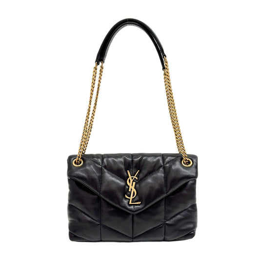 Loulou Puffer Black Leather Shoulder Bag
