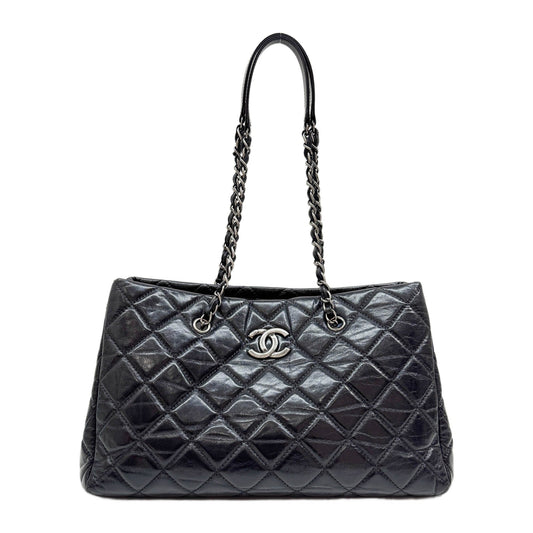 2014-2015 Matelasse Black Leather Shoulder Tote Bag
