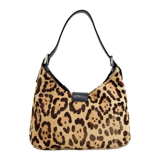 Brown Leopard Print Pony Hair Shoulder Bag