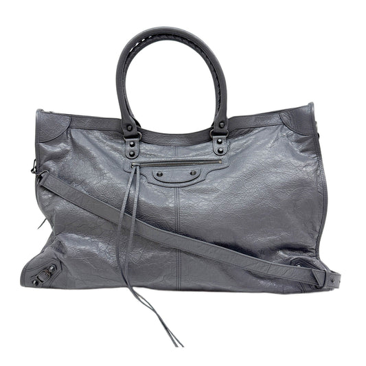The City Travel Grey Lambskin Leather Two Way Bag