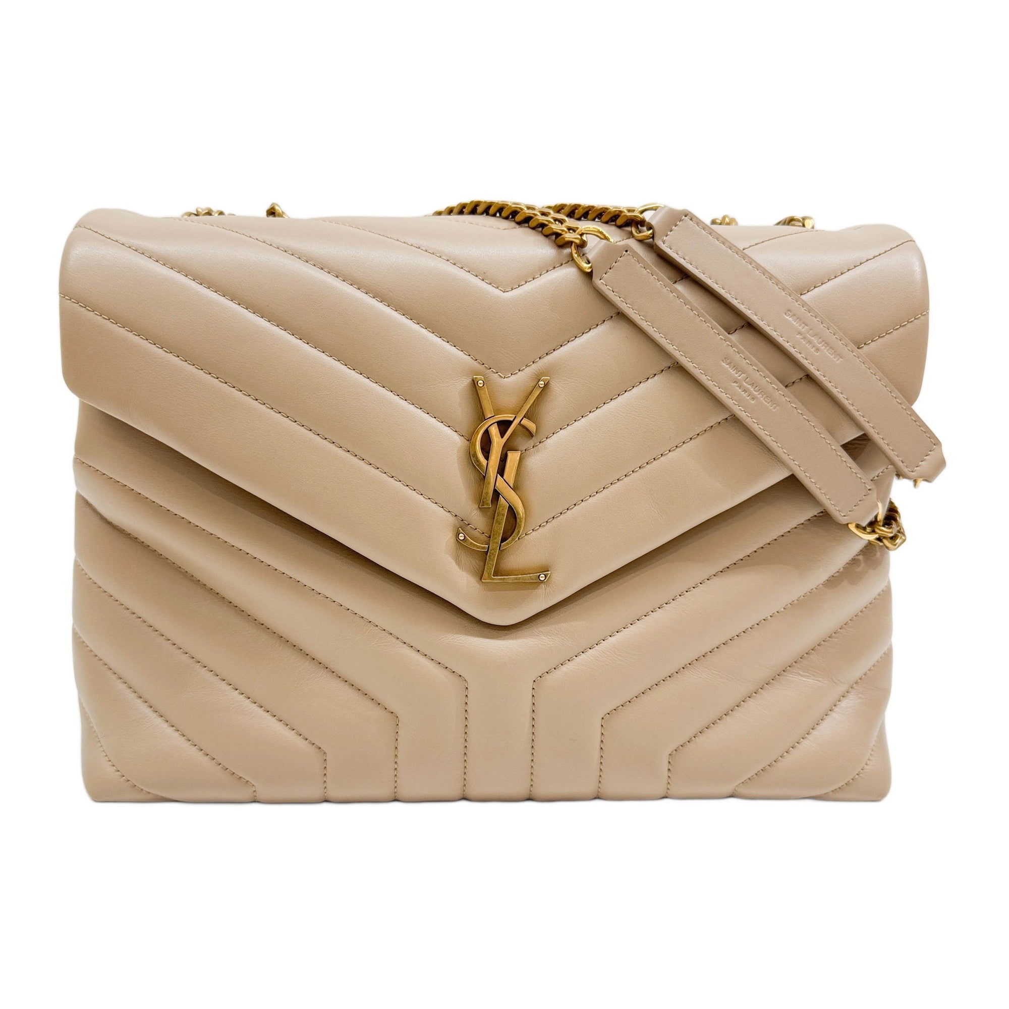 Collége Beige Chevron Shoulder Bag