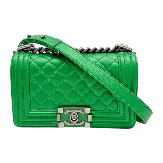 Boy 2014-2015 Matelasse Green Leather Shoulder Bag