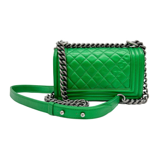 Boy 2014-2015 Matelasse Green Leather Shoulder Bag