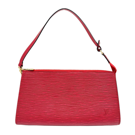 Pochette Accessoire Epi Red Leather Hand Bag