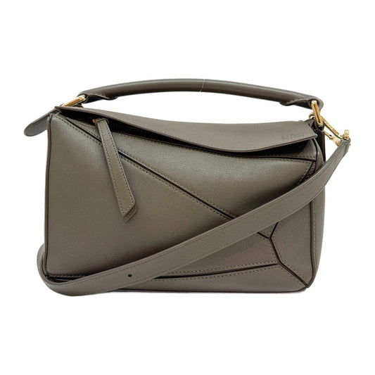 Puzzle Army Green Leather Two Way Bag