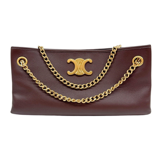 Newspaper Chain Brown Leather Shoulder Bag