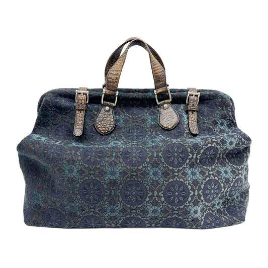 Blue Jacquard Maxi Babouska Boston Handle Bag