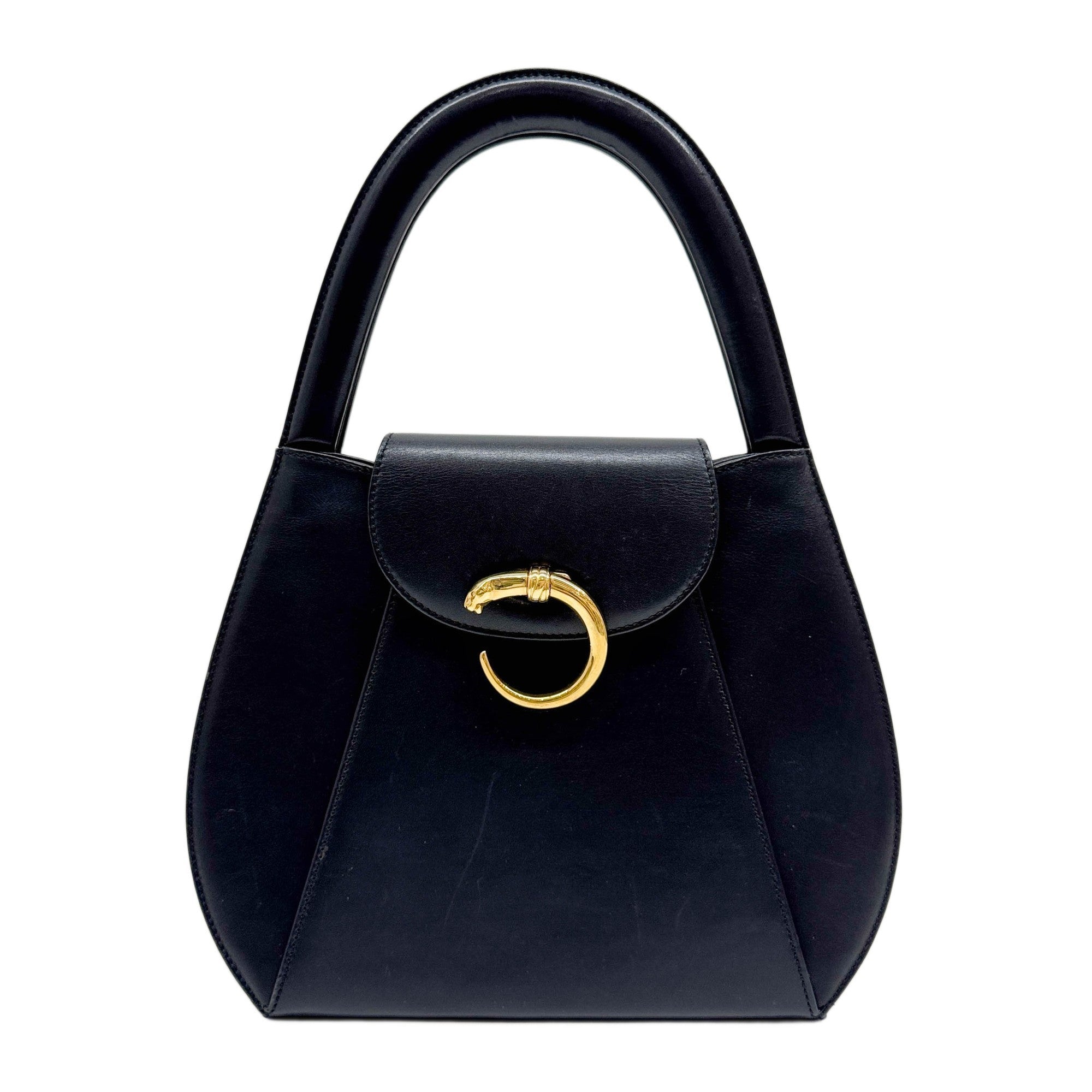 Panthere Black Leather Shoulder Bag