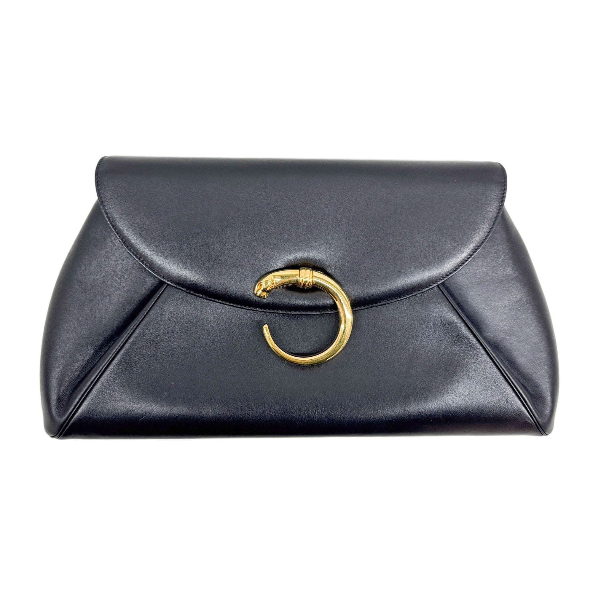 Panthere Black Leather Clutch Bag