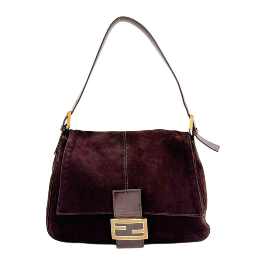 Mamma Baguette Brown Suede Shoulder Bag