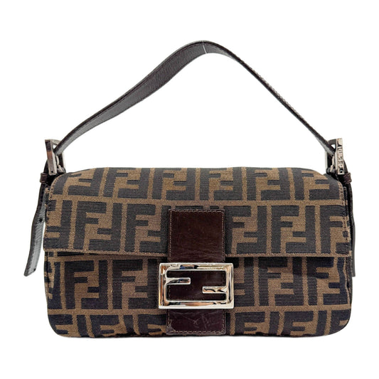 Baguette Brown Zucca Canvas Shoulder Bag