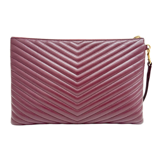Cassandre Chevron Bordeaux Red Clutch Bag